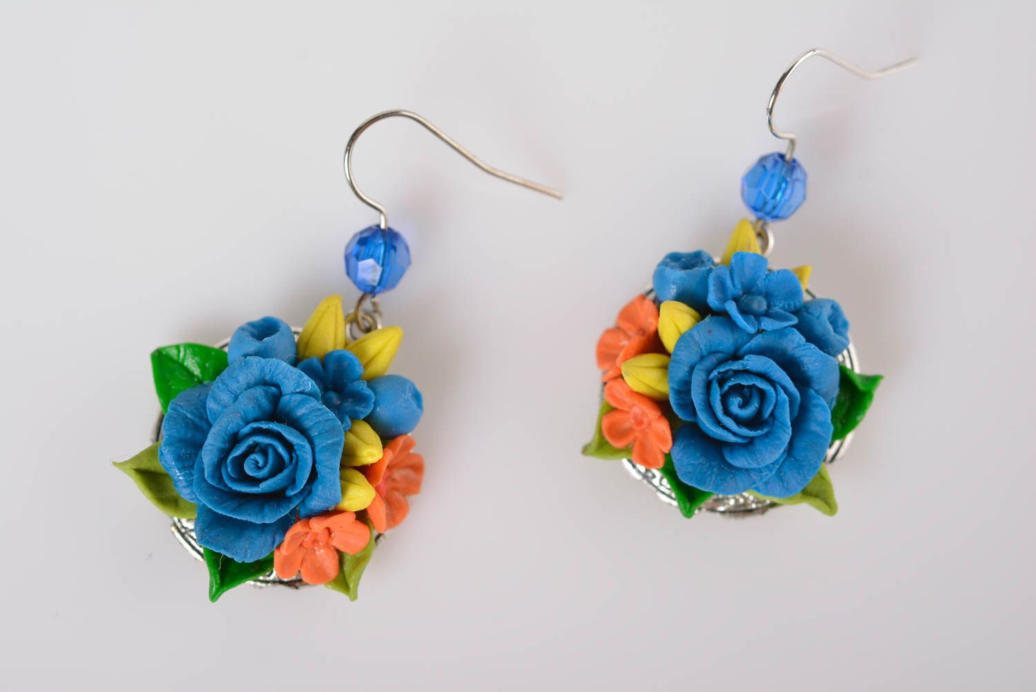 Handmade bijouterie porcelain earrings molded flower earrings fashion jewelry photo 2