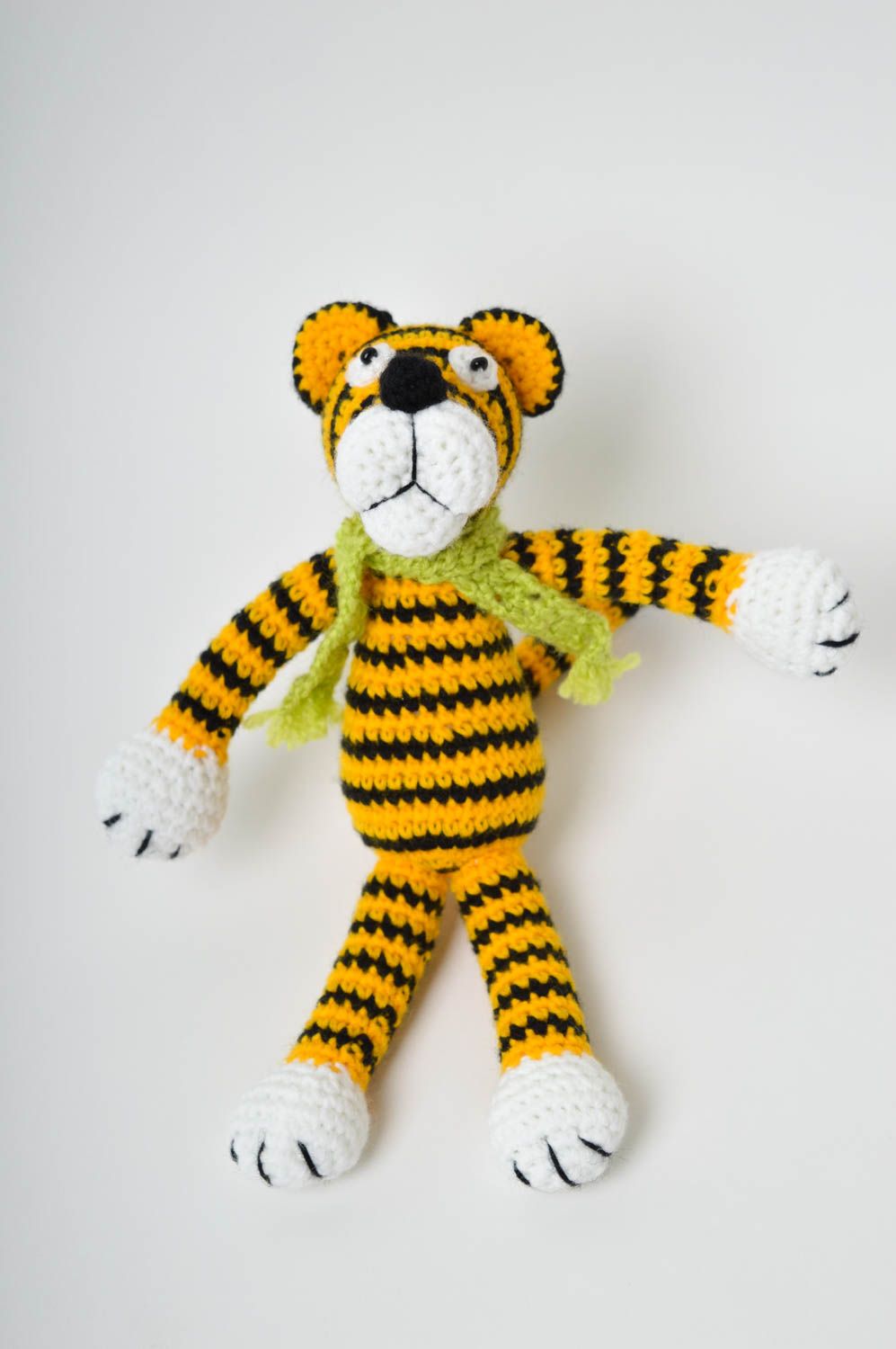 Handmade tiger soft toy animal toys cute crocheted toys toy for baby kids toy photo 2
