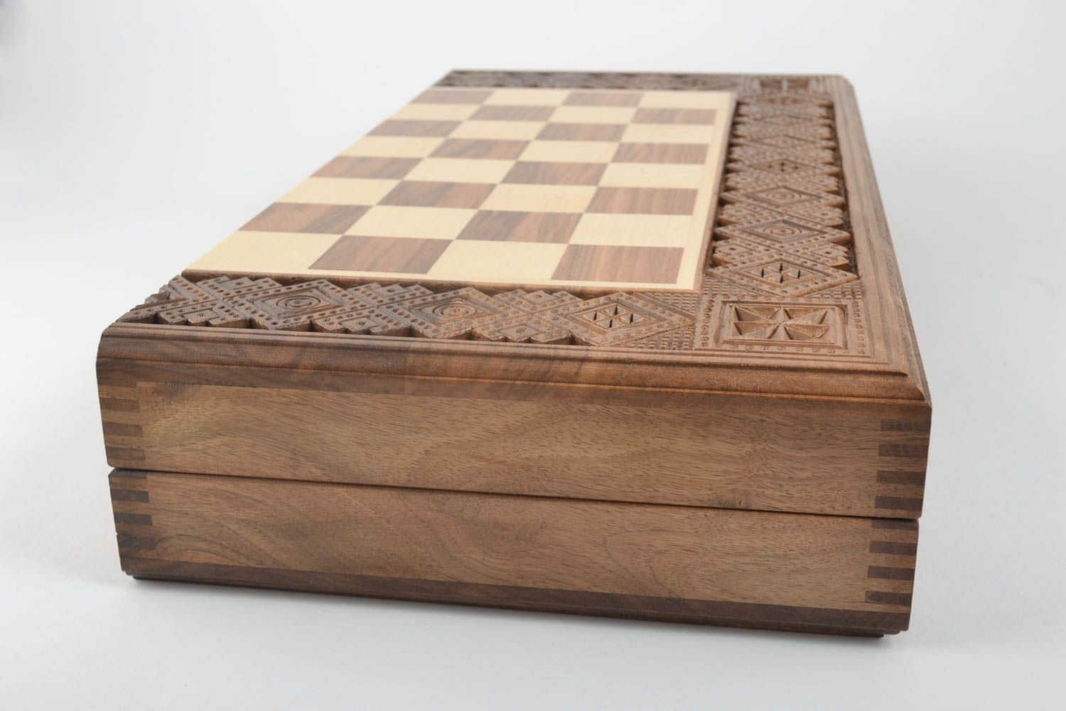 Unusual handmade wooden chessboard wood craft chess board design board games photo 1