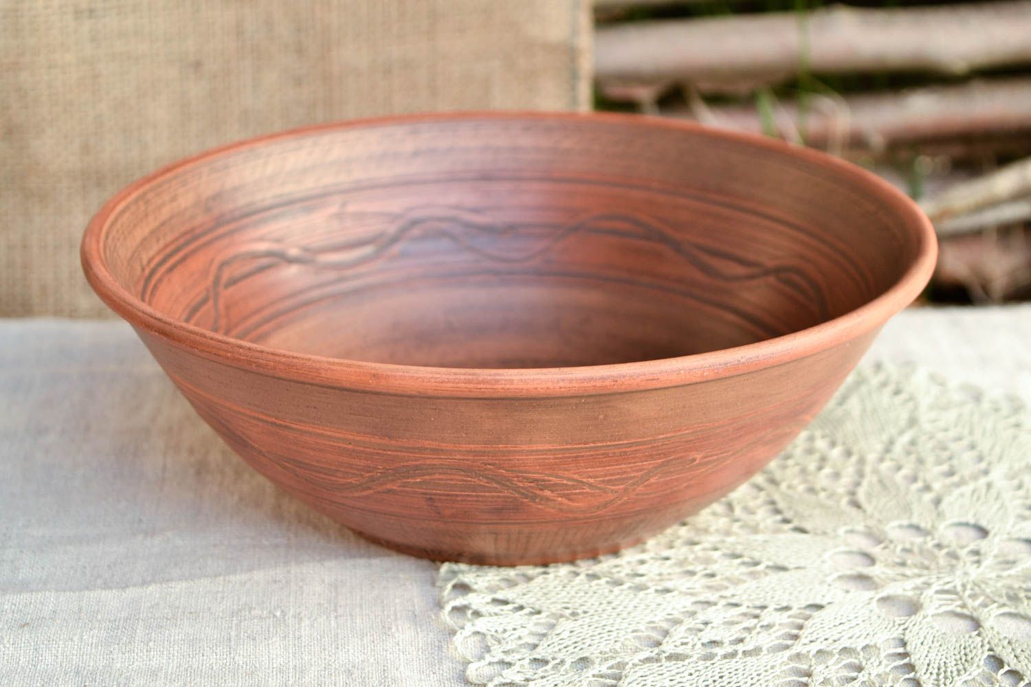 Handmade ceramic plate pottery bowl serving plate salad bowl kitchen decor photo 1
