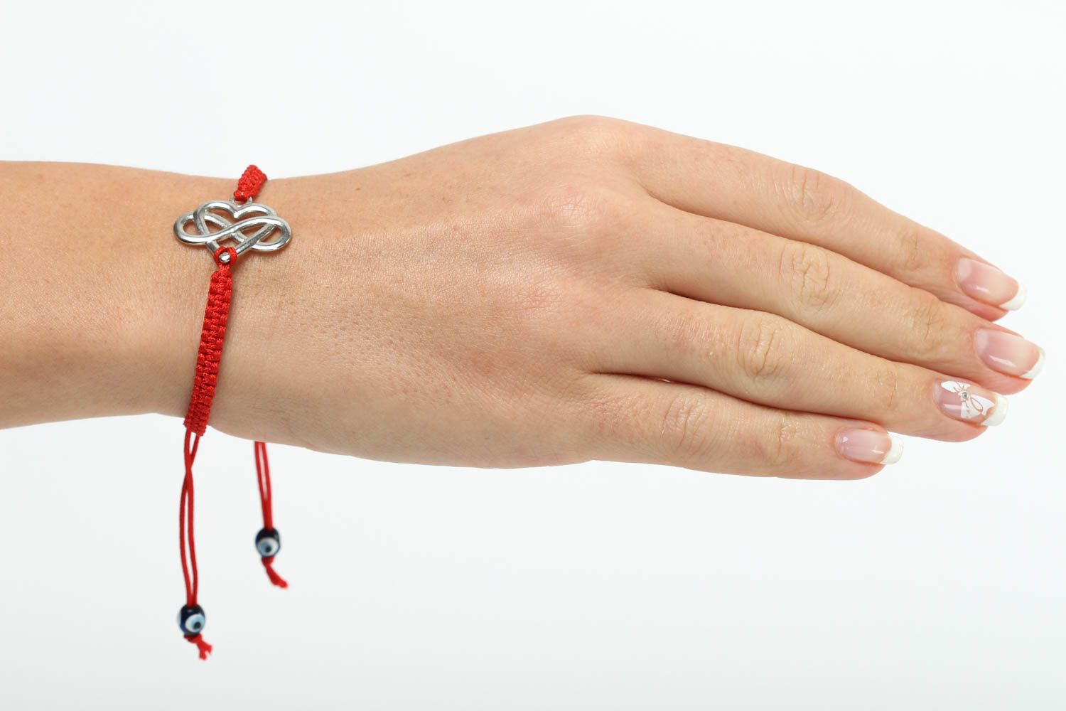 Bracelet en fils Bijou fait main rouge fin design original Accessoire femme photo 5