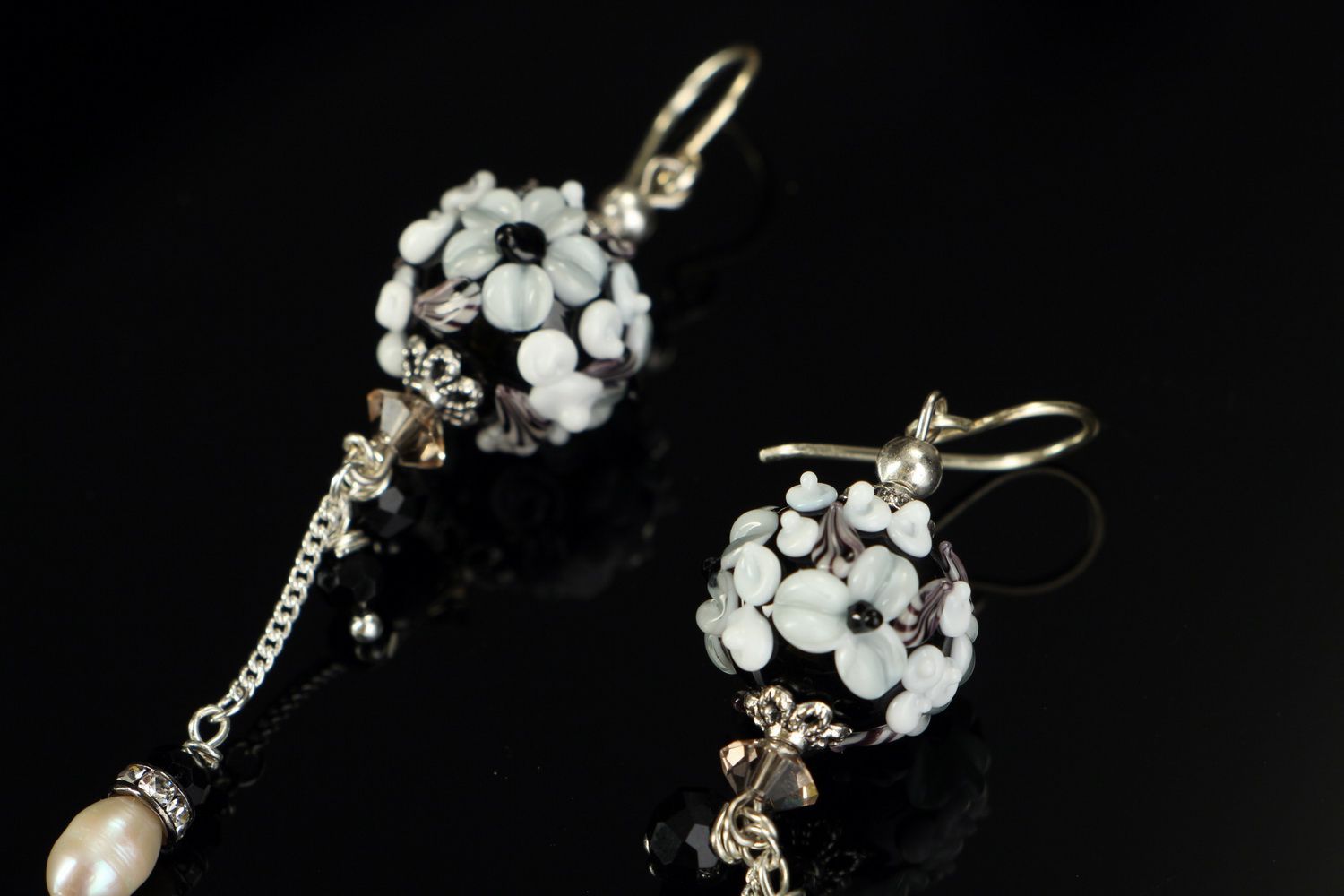 Earrings made from glass and river pearls Garden of Eden photo 2