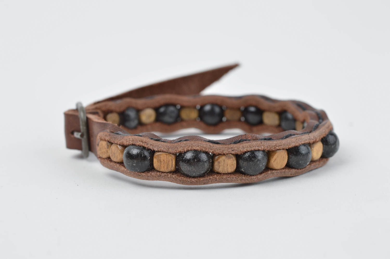 Handmade designer bracelet stylish leather accessory beautiful jewelry photo 3