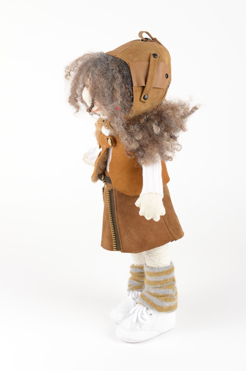 Необычная кукла ручной работы мягкая кукла из льна кукла из ткани с игрушкой фото 3