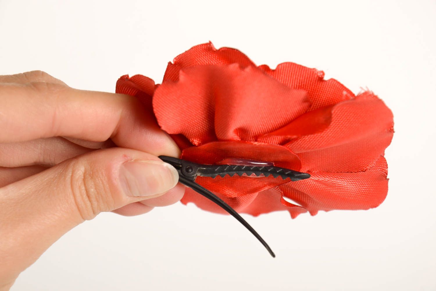 Handmade hair clips with flowers red poppies hair barrettes hair accessories photo 2