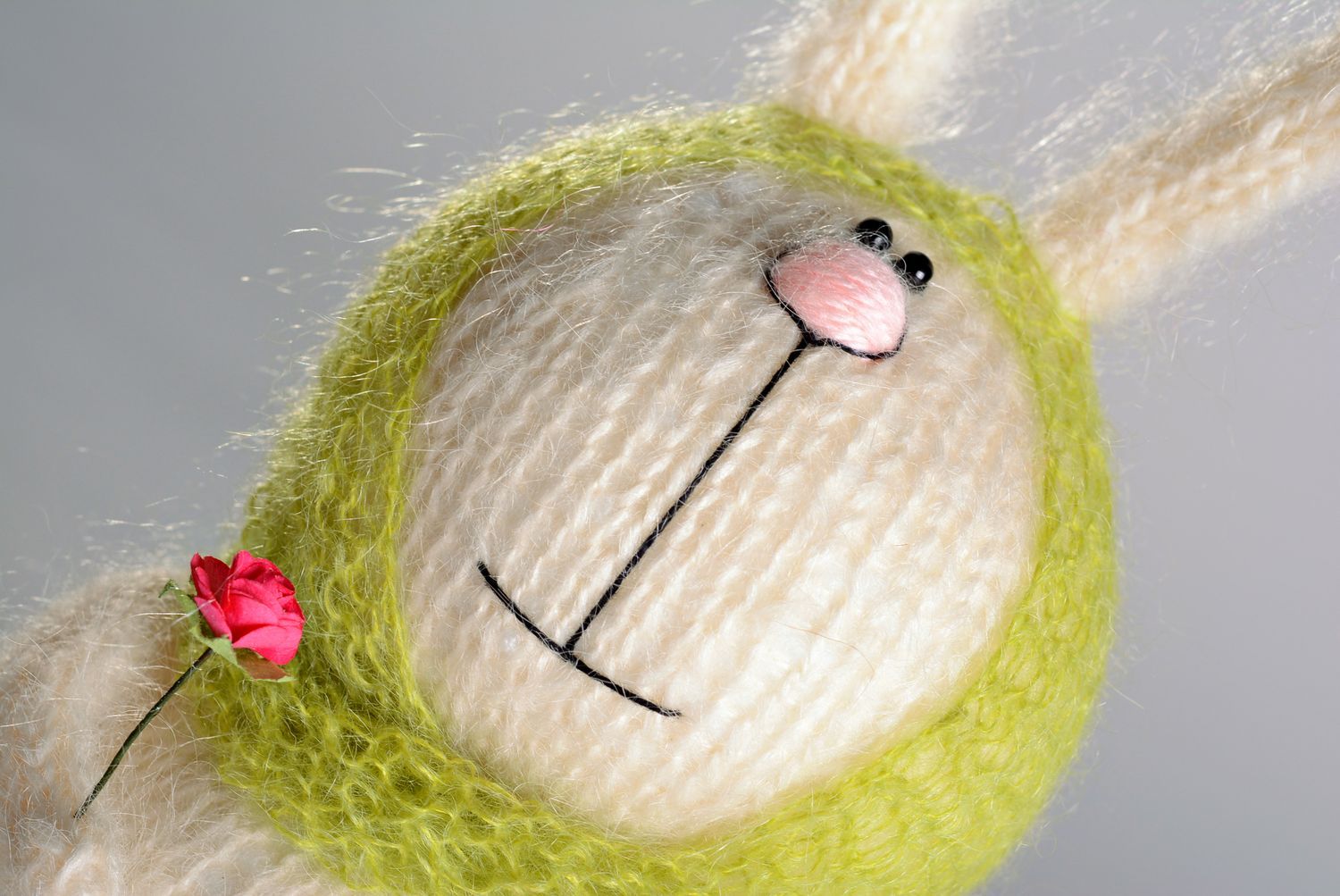 Toy knitted with mohair threads Hare photo 3
