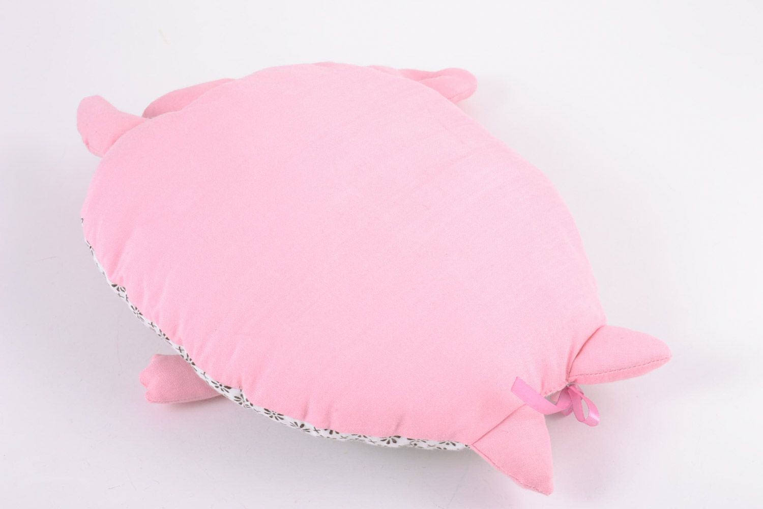 Homemade decorative interior soft pillow pet in pink and gray colors sleepy cat photo 4