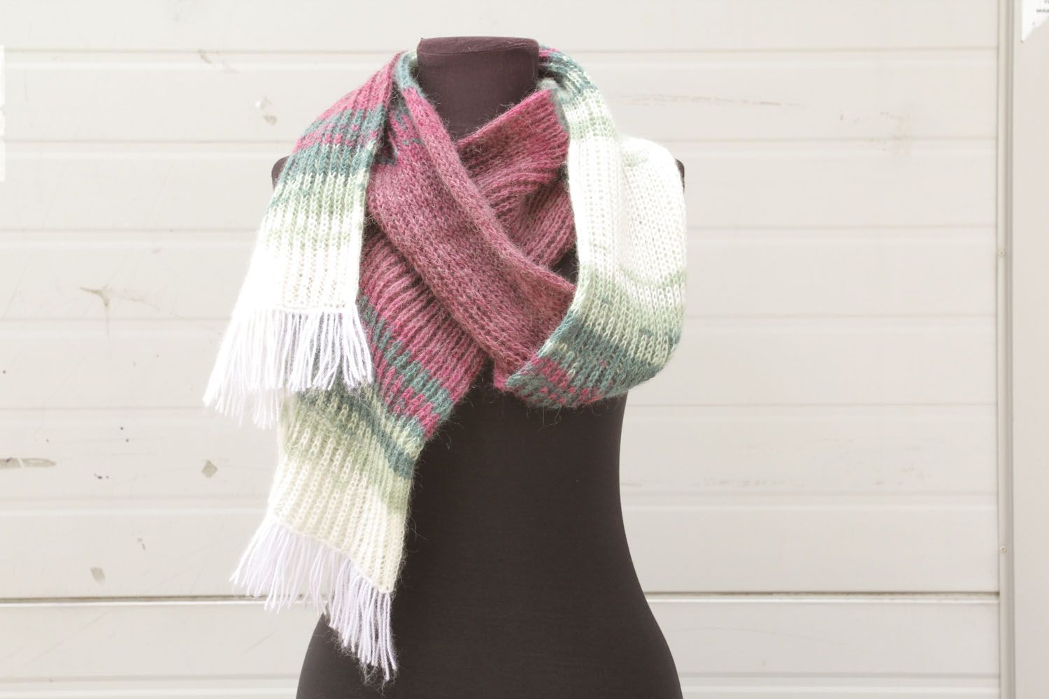 Écharpe tricotée en laine angora originale photo 1