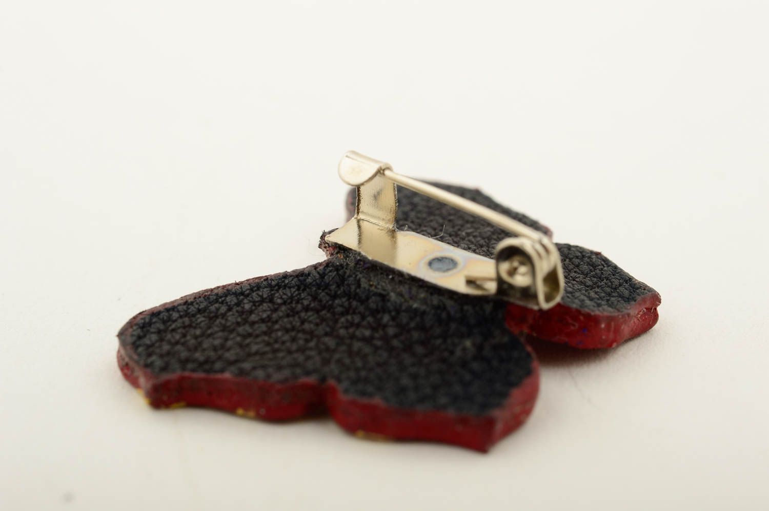 Broche de cuero artesanal bisutería fina accesorio para mujer de moda Mariposa foto 4