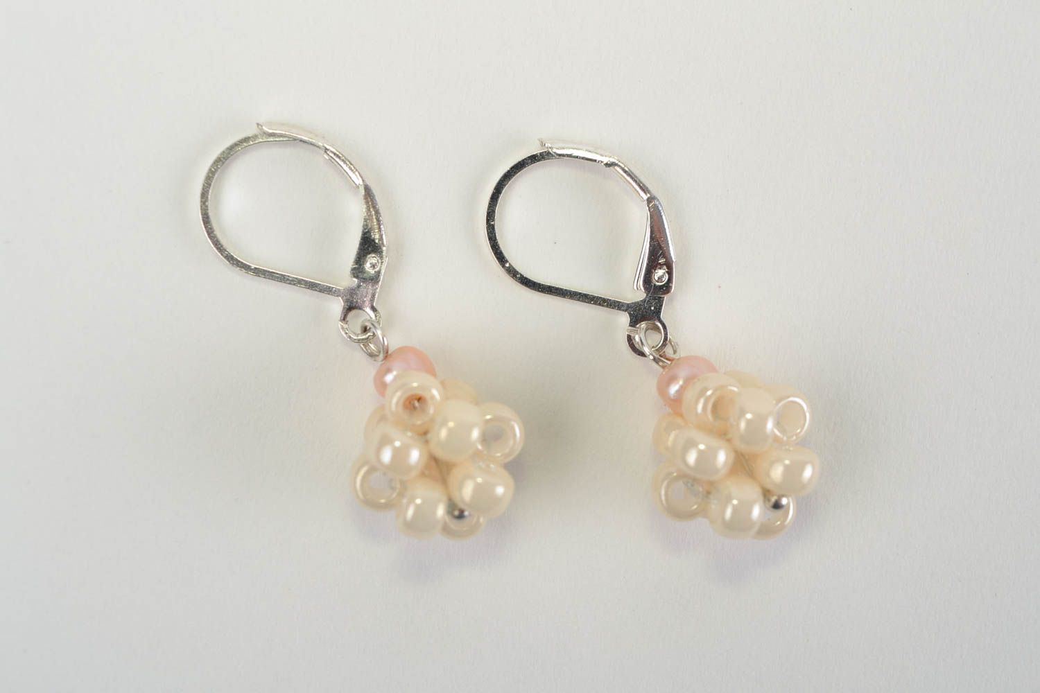 Handmade river pearl earrings designer beaded jewelry unique bijouterie present photo 5