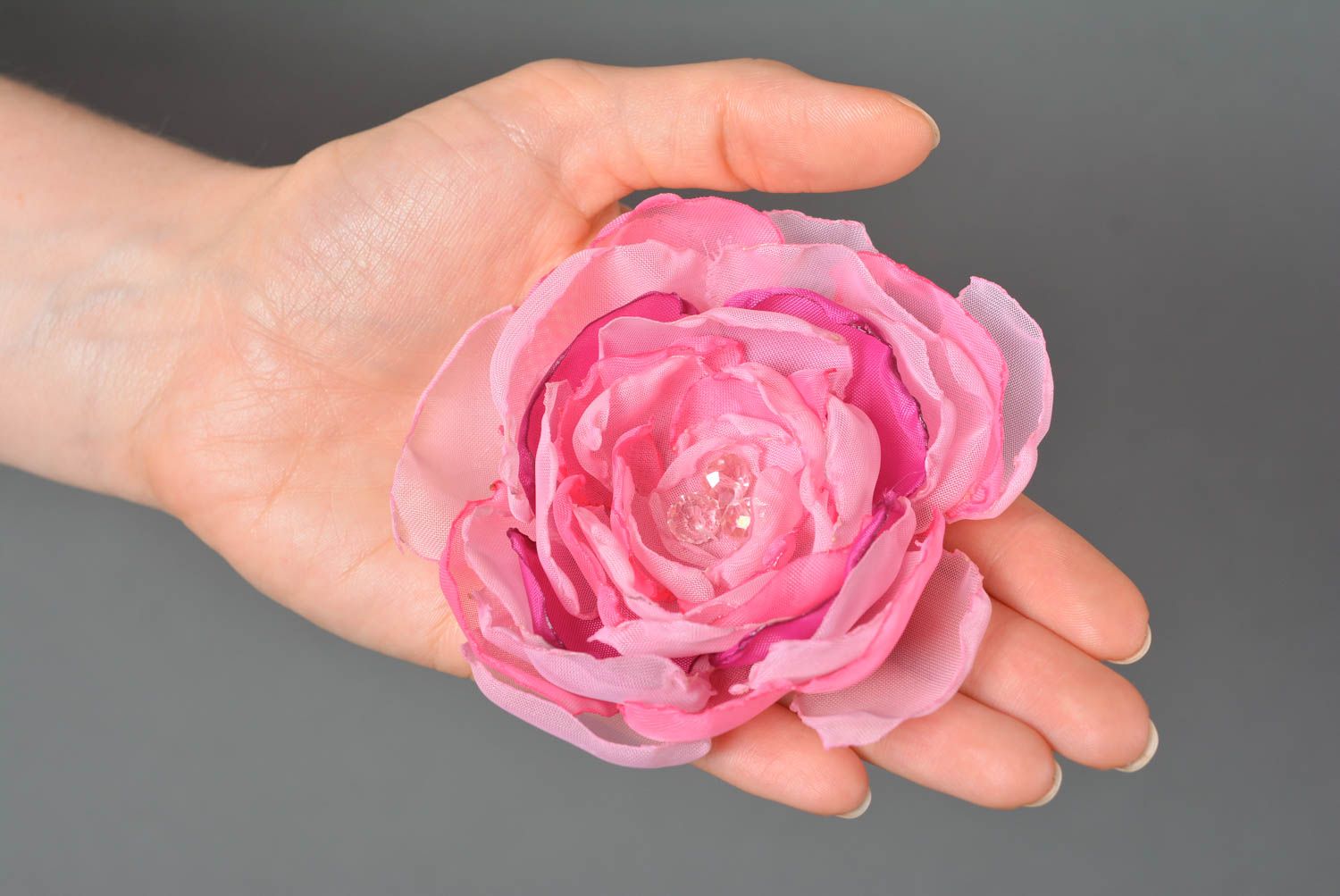 Украшение ручной работы резинка на волосы резинка с цветком розовый пион фото 3