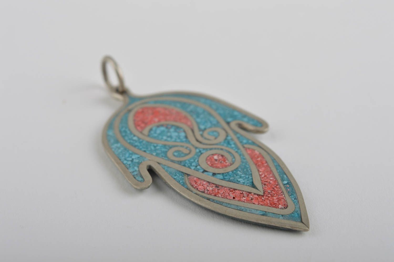 Кулон ручной работы украшение из натуральных камней подвеска на шею голубая фото 4
