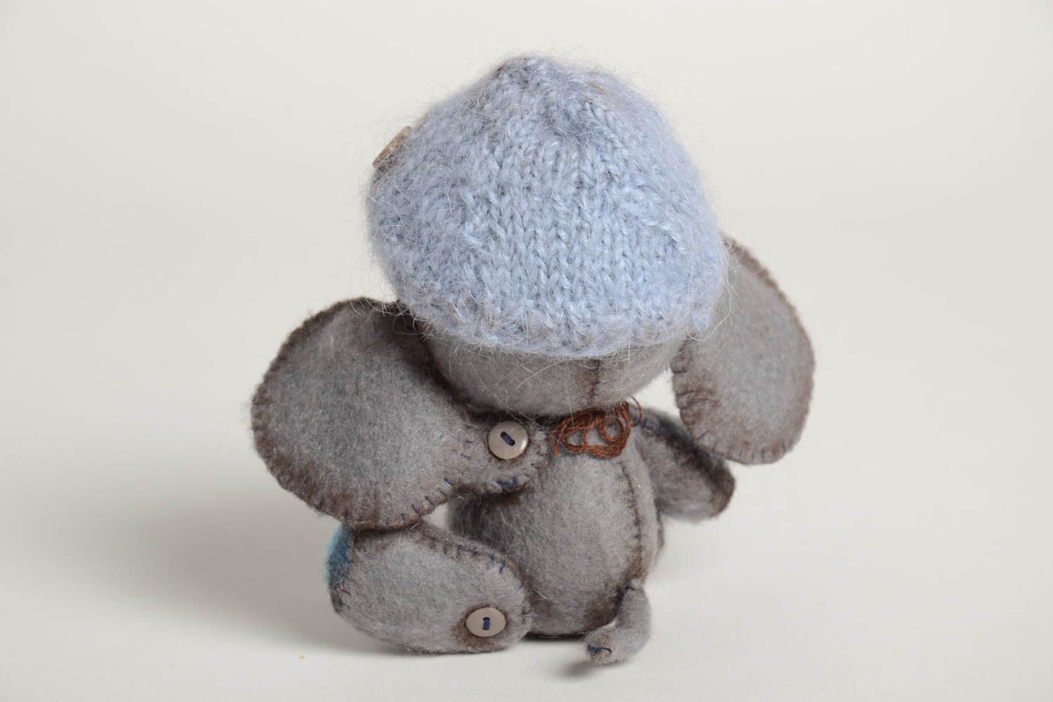 Handmade Kuscheltier Elefant Stoff Tier Kleinkinder Spielzeug mit Mütze foto 3