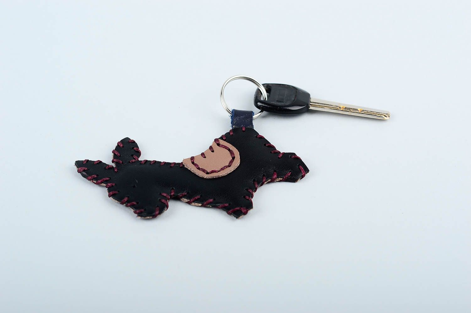 Unusual handmade leather keychain best keychain leather goods gift ideas photo 1