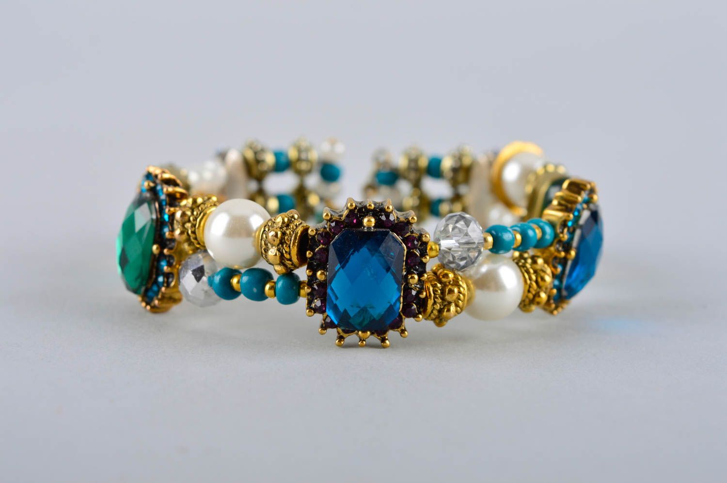 Handmade female bracelet unique crystal bijouterie stylish present for woman photo 4
