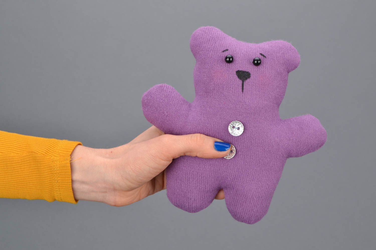 Handmade violet toy bear photo 1