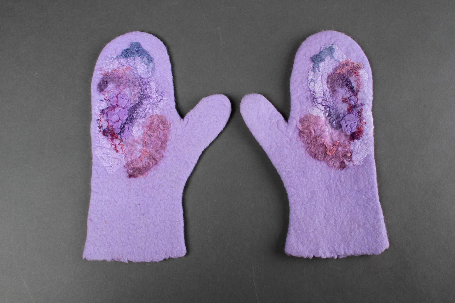 Handmade felted mittens woolen women gloves designer present for women photo 2