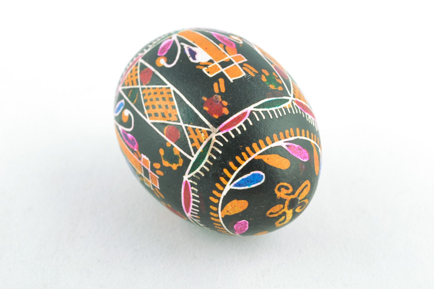 Handmade painted black Easter egg photo 3