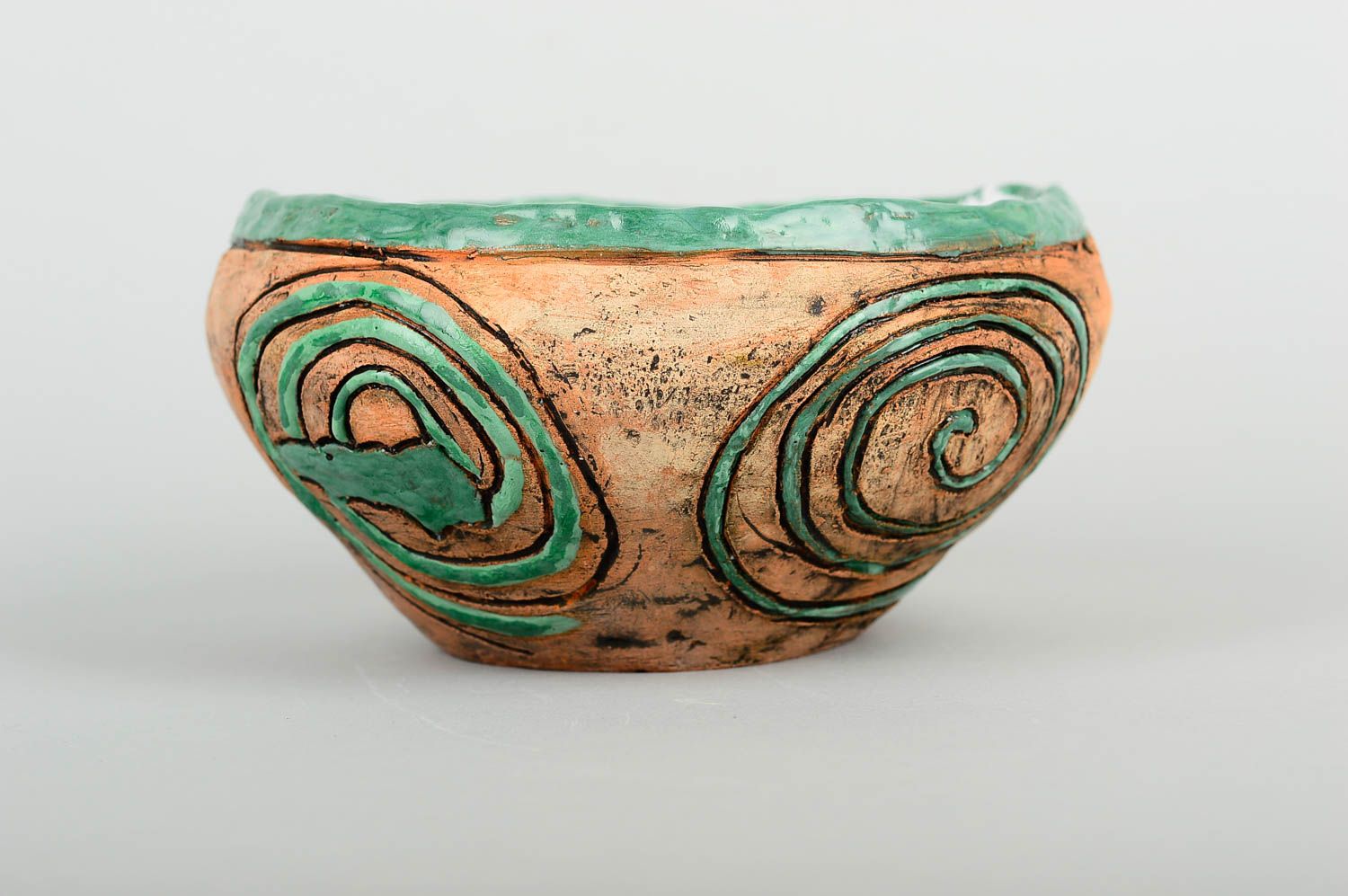 Керамический горшок ручной работы глиняная посуда глубокая тарелка салатная фото 3