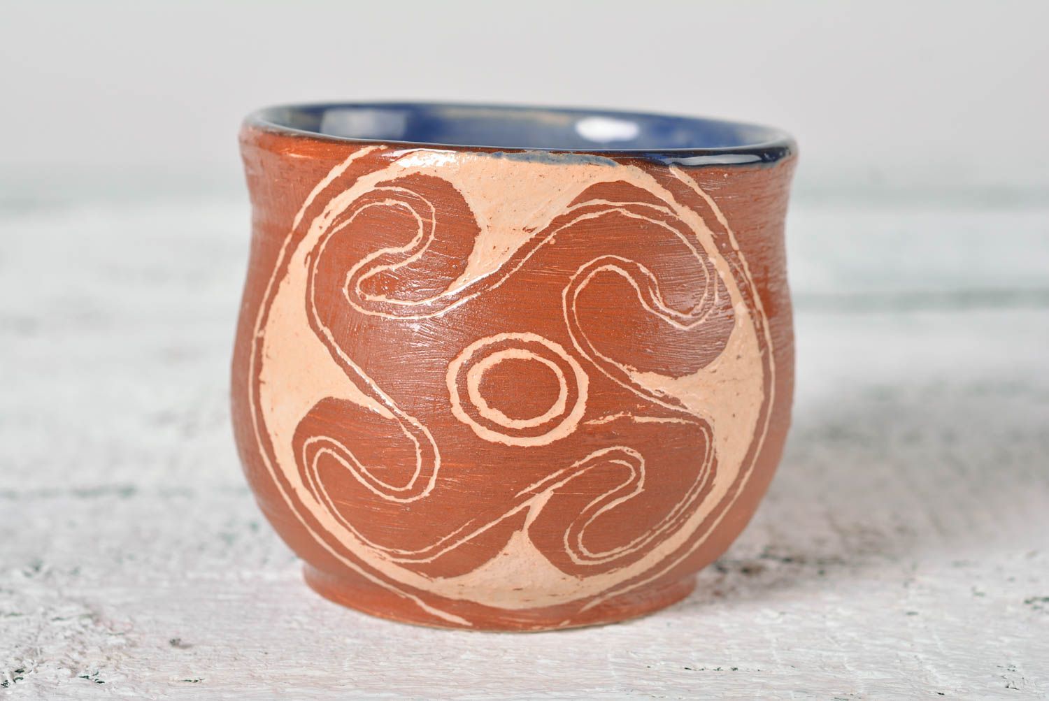 Tasse céramique fait main Mug original Vaisselle design insolite belle marron photo 2