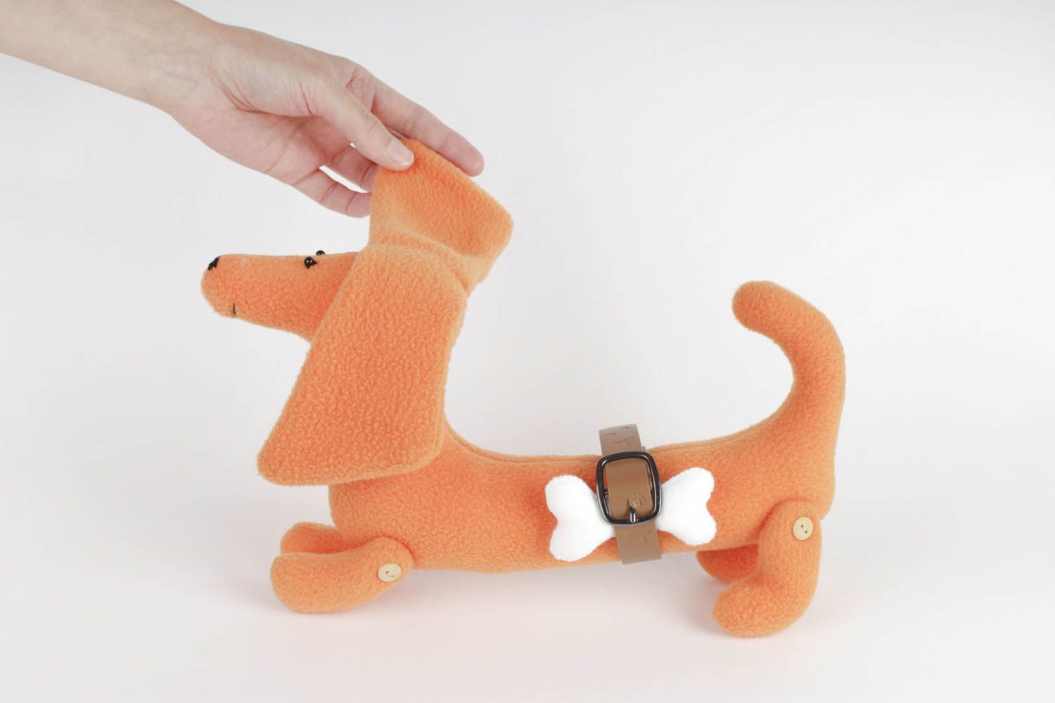 Peluche chien fait main Jouet enfant Cadeau original tissu polaire design photo 2