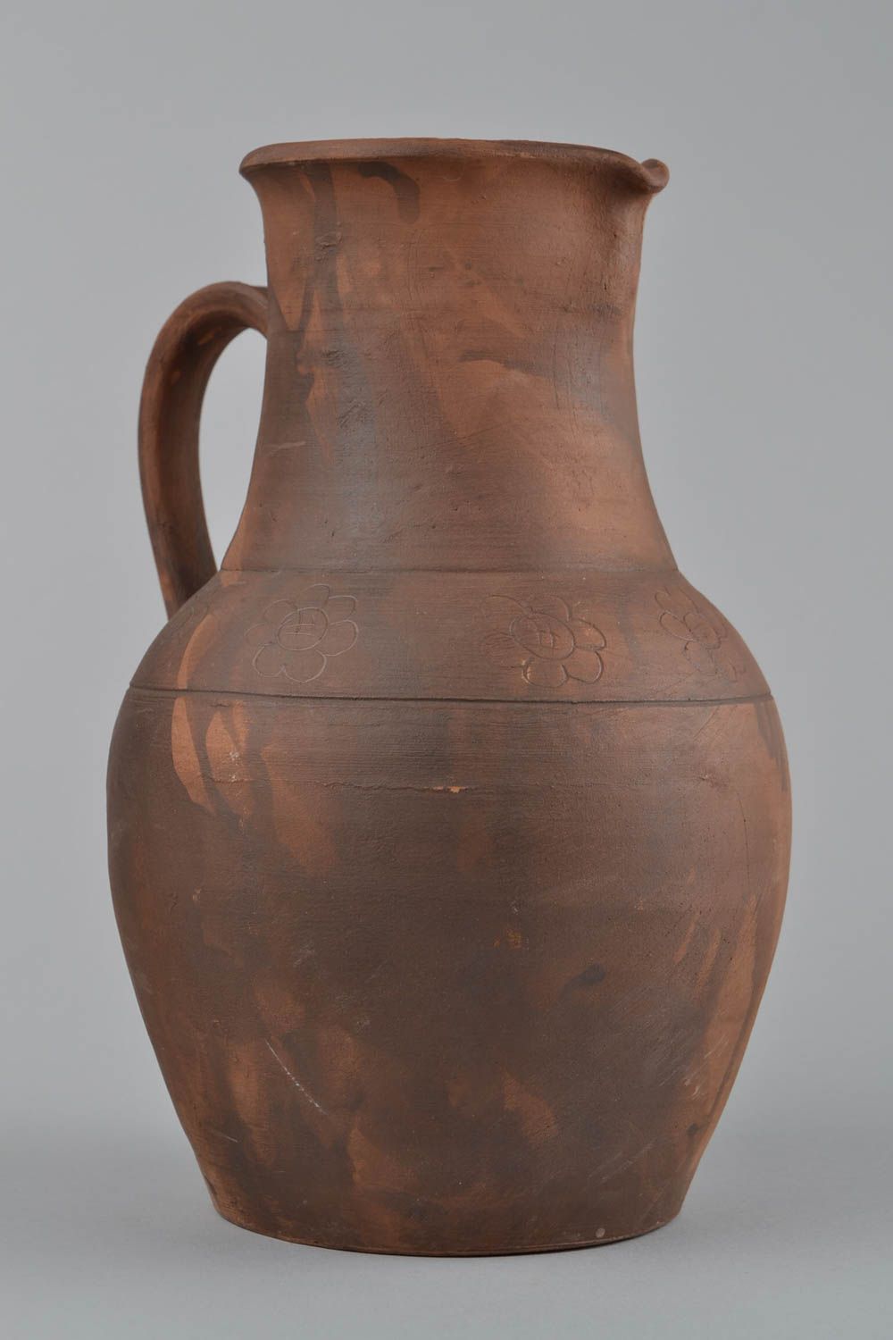 100 oz ceramic clay jug pitcher carafe in brown color 2,9 lb photo 3
