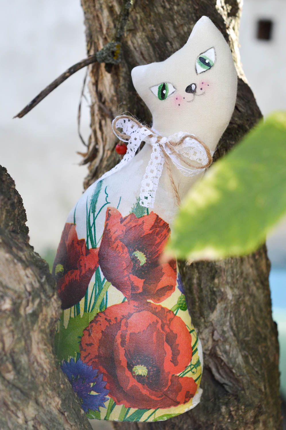 Handmade originelles Kuscheltier Katze Stoff Spielzeug Geschenk für Kinder  foto 1