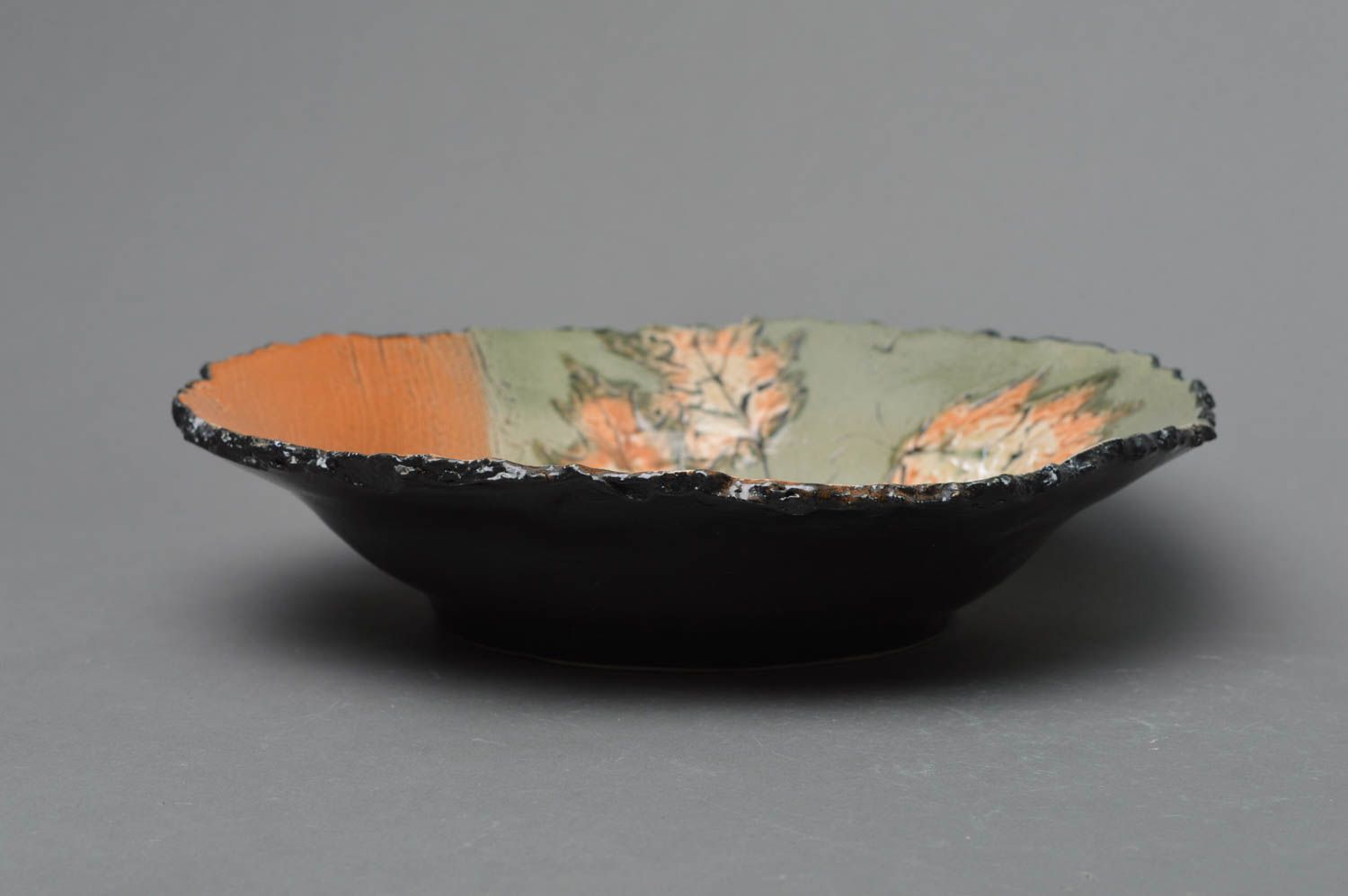 Deep dish with colorful glaze painting handmade beautiful porcelain tableware photo 1