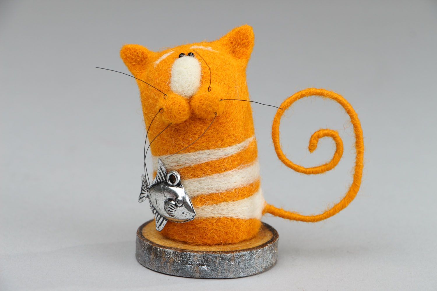 Figurine en laine chat faite main photo 1
