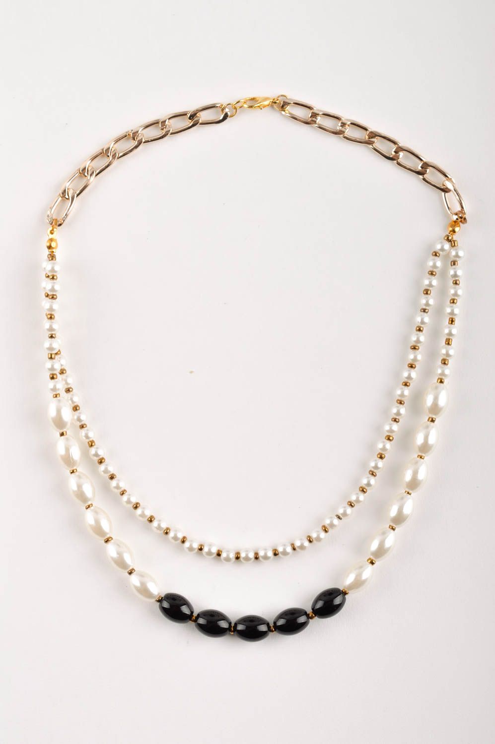 Collana di perle fatta a mano originale di moda bigiotteria da donna bella foto 2