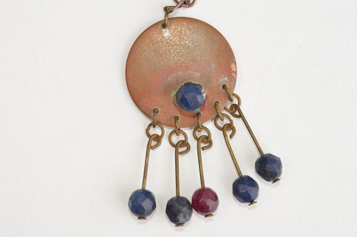 Handmade pendant designer accessory copper jewelry unusual gift for women photo 4