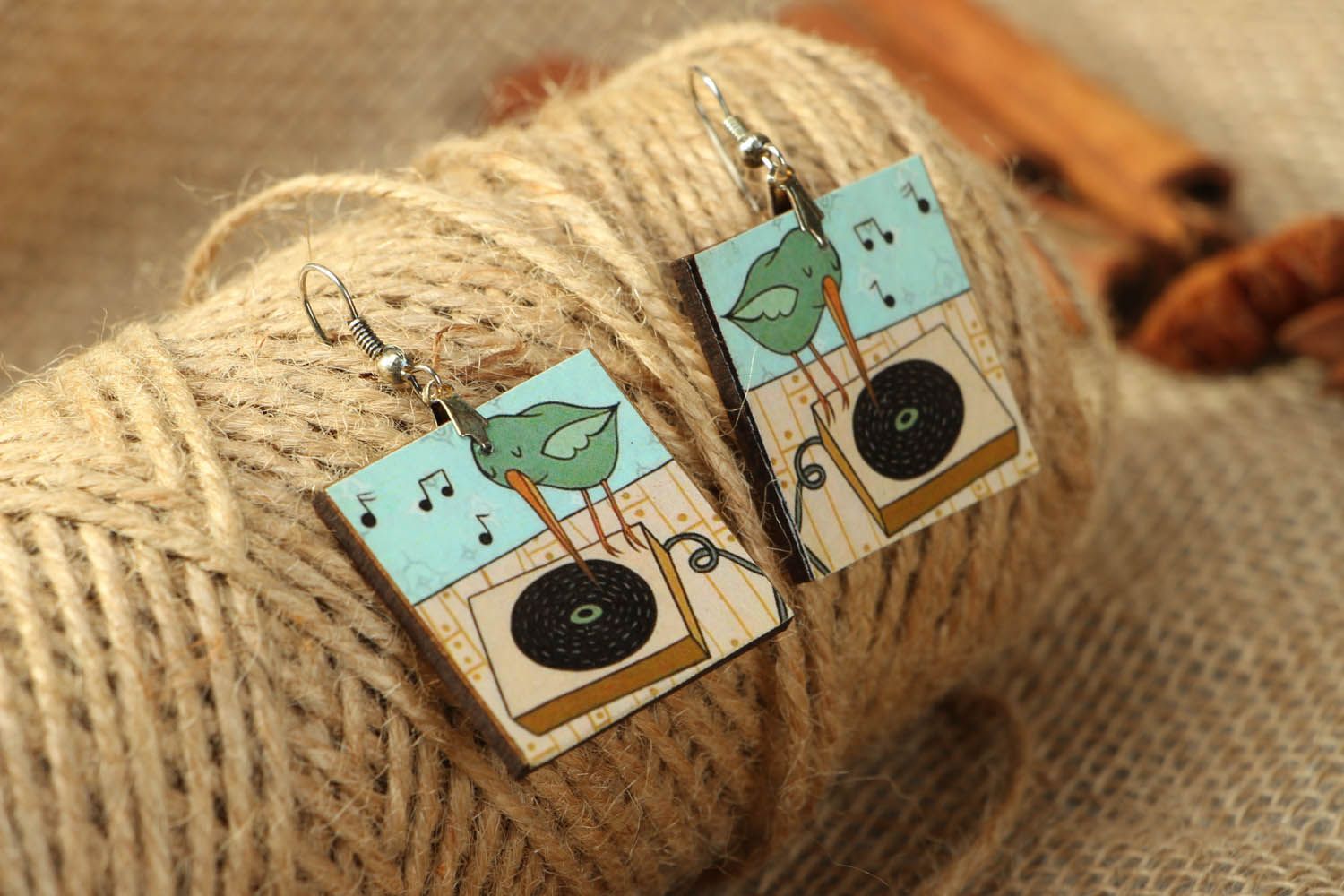 Square polymer clay earrings photo 3