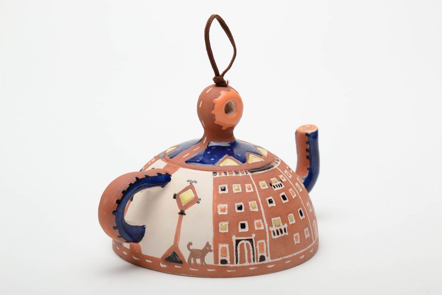 Clay bell figurine of teapot photo 3
