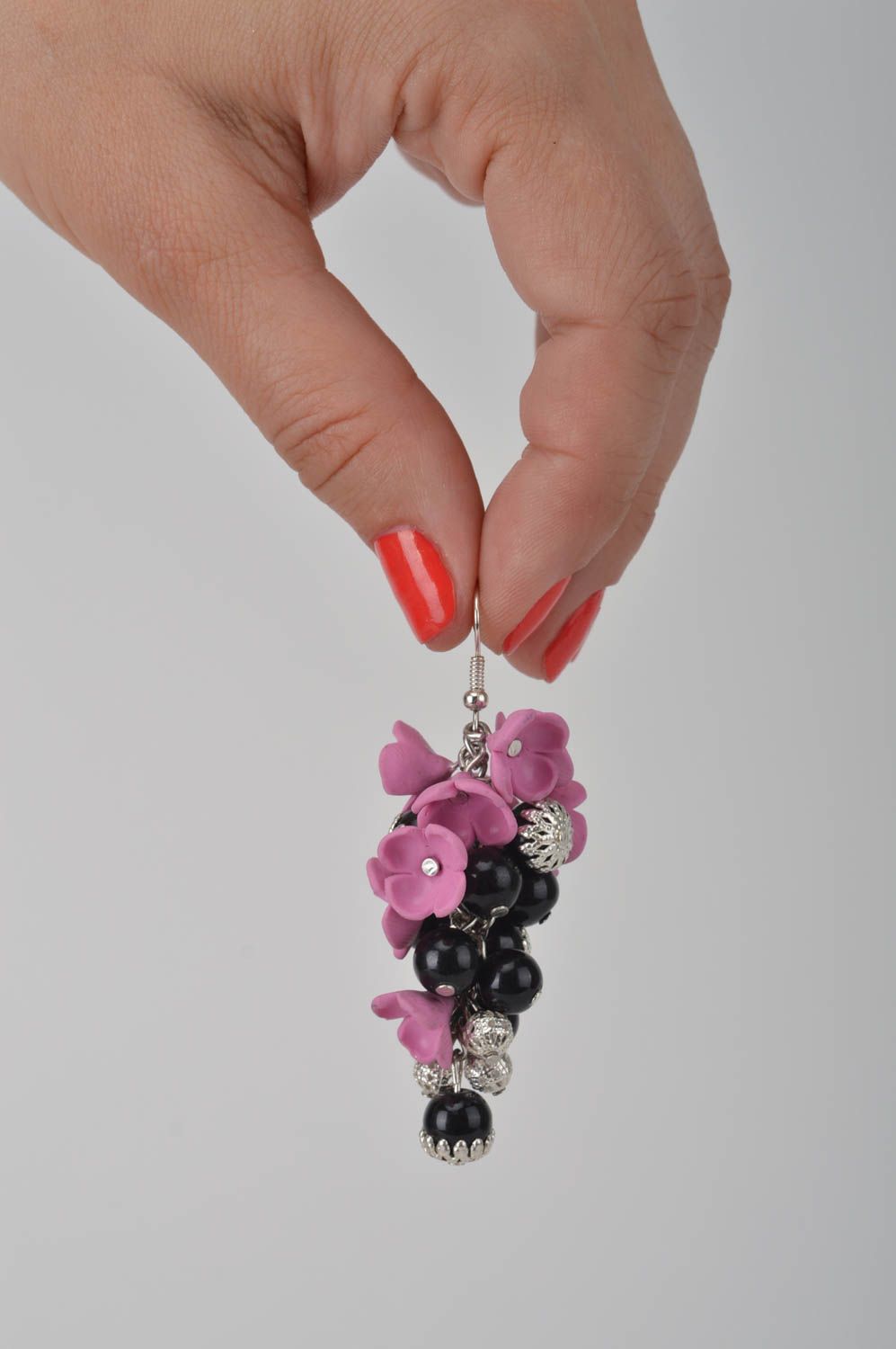 Boucles d'oreilles pendantes Bijou fait main fleurs Cadeau pour femme design photo 2