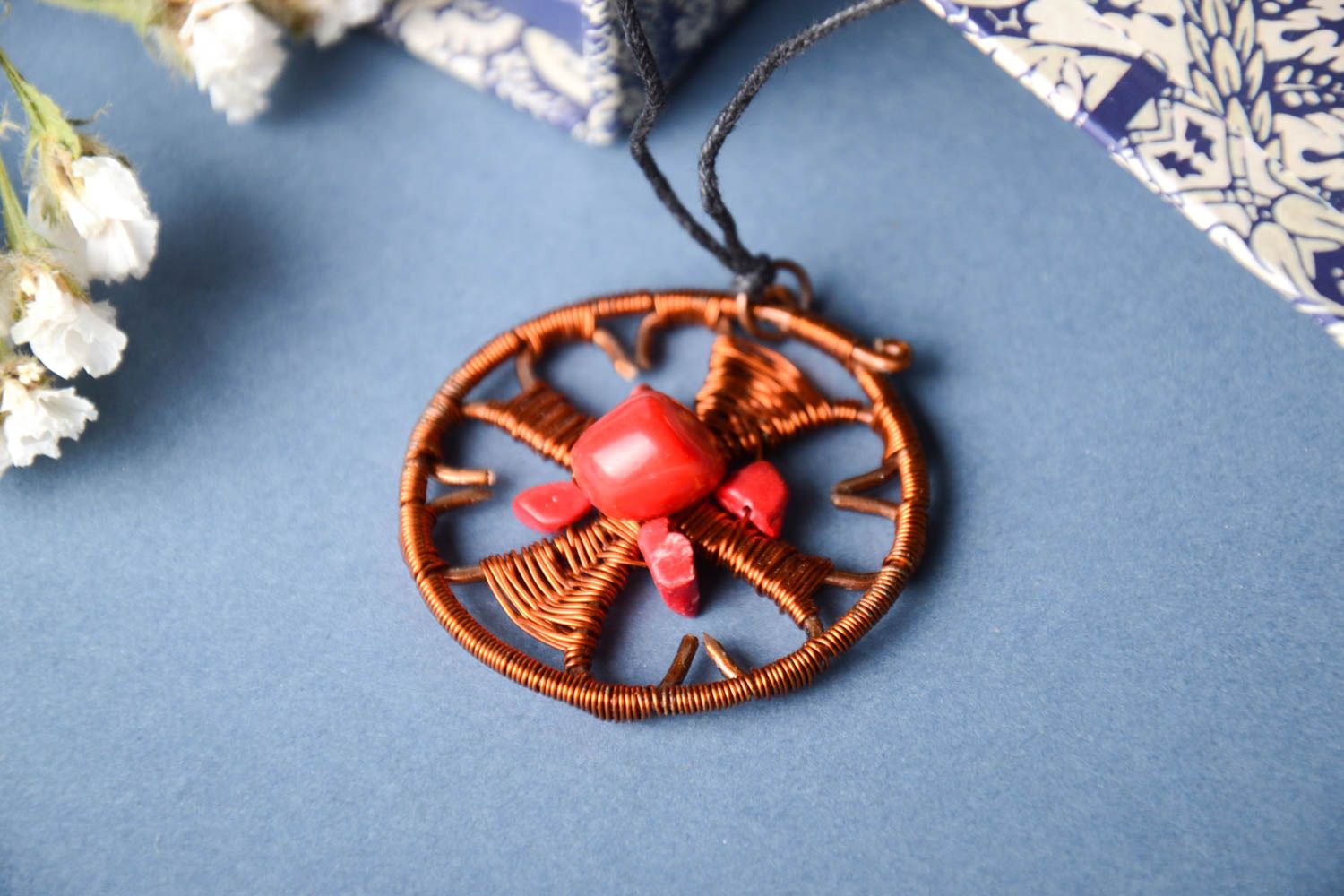 Handmade pendant metal jewelry gift ideas unusual accessory copper accessory photo 1
