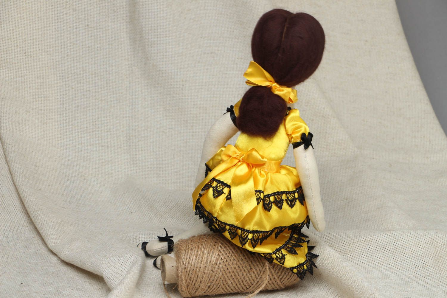 Handmade doll sewn of natural fabrics photo 3