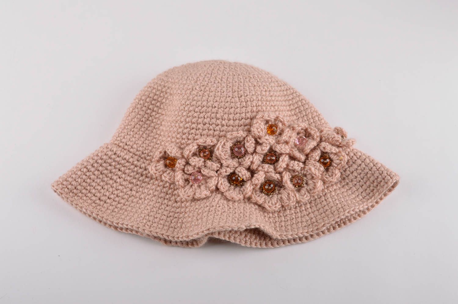 Sombrero artesanal de color beige regalo original accesorio para mujer foto 5