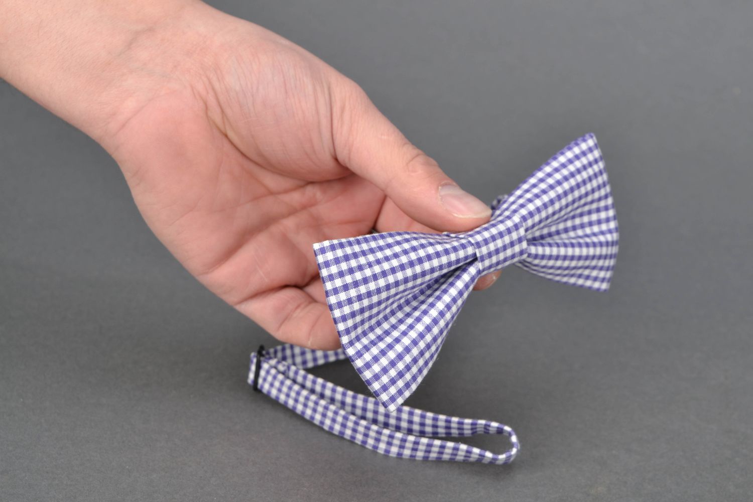 Violet checkered bow tie photo 2