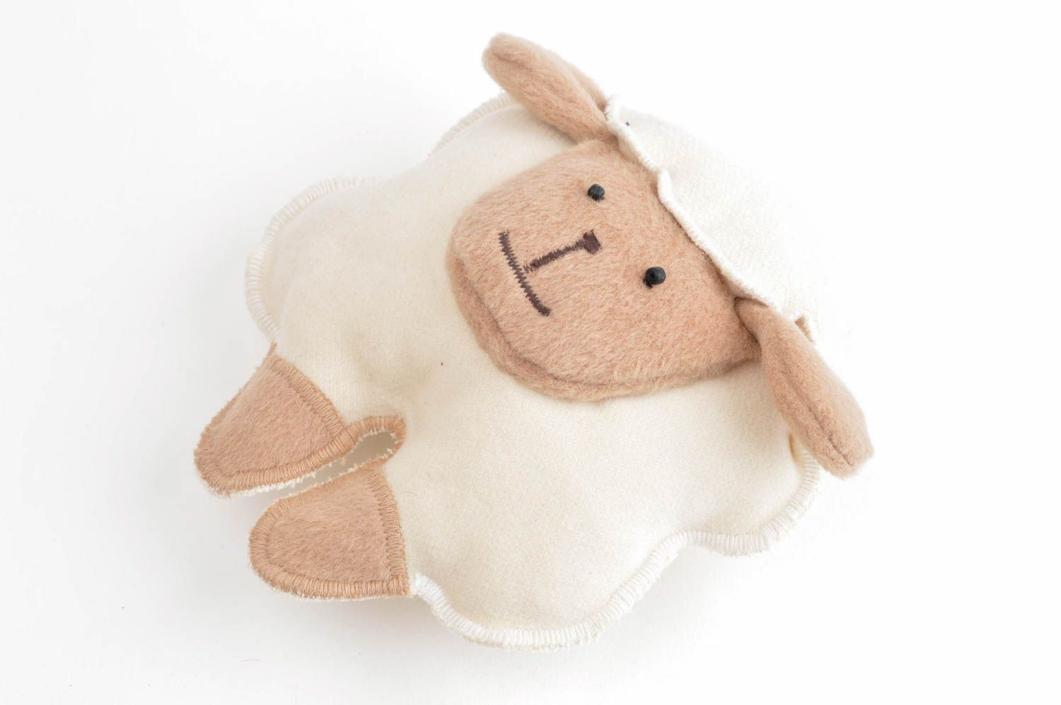 Handmade soft sheep toy unusual cute textile toy beautiful toy for kids photo 4