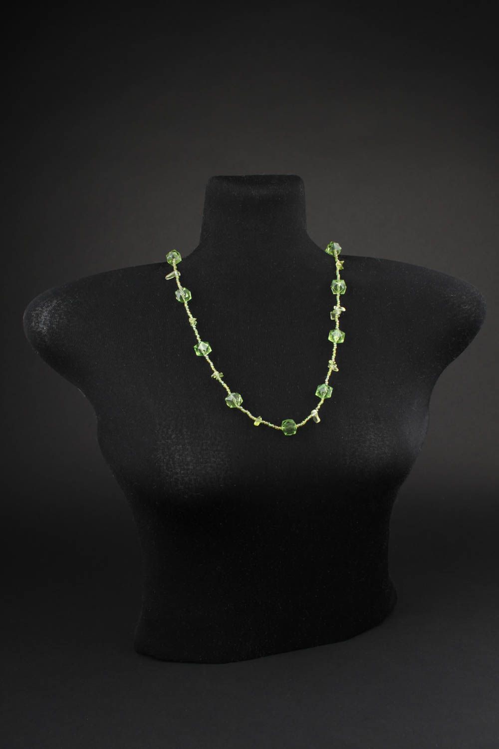 Handmade green elegant necklace unusual beaded necklace evening jewelry photo 5