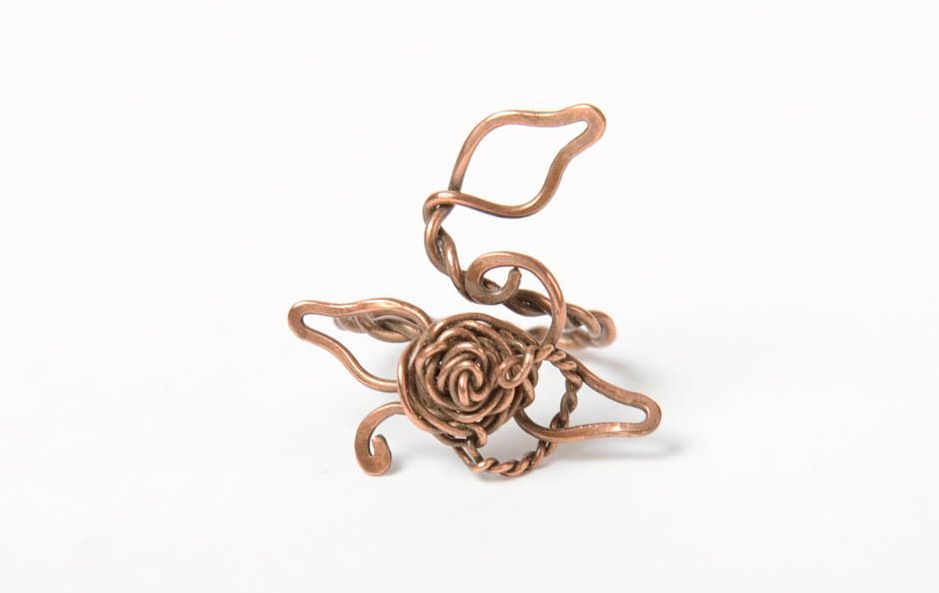 Exklusiver künstlerischer Ring aus Kupfer in wire wrap Technik Handarbeit  foto 5