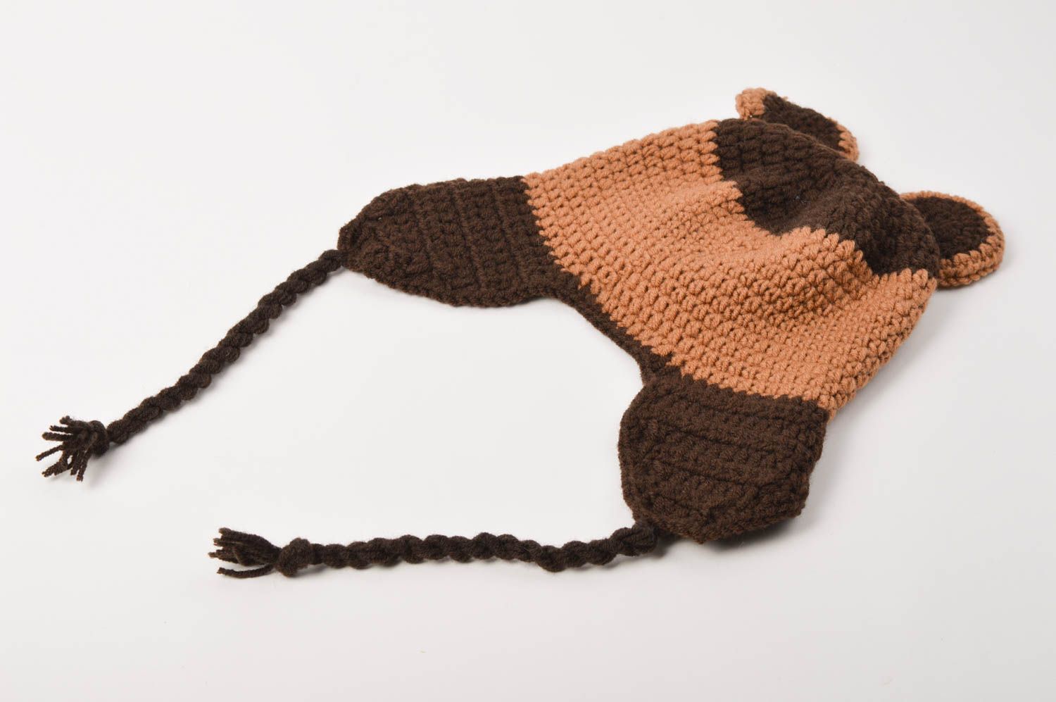Bonnet tricot Chapeau fait main Vêtement enfant cadeau pour enfant Ours brun photo 5