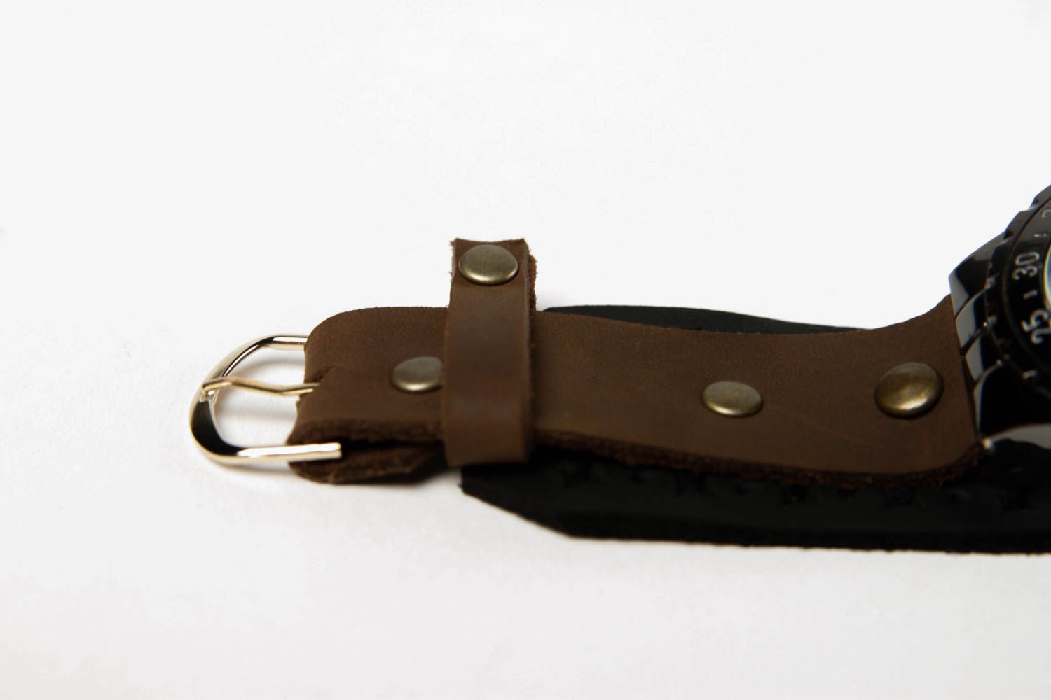 Bracelet cuir fait main Bracelet de montre large mode brun Accessoire en cuir photo 4