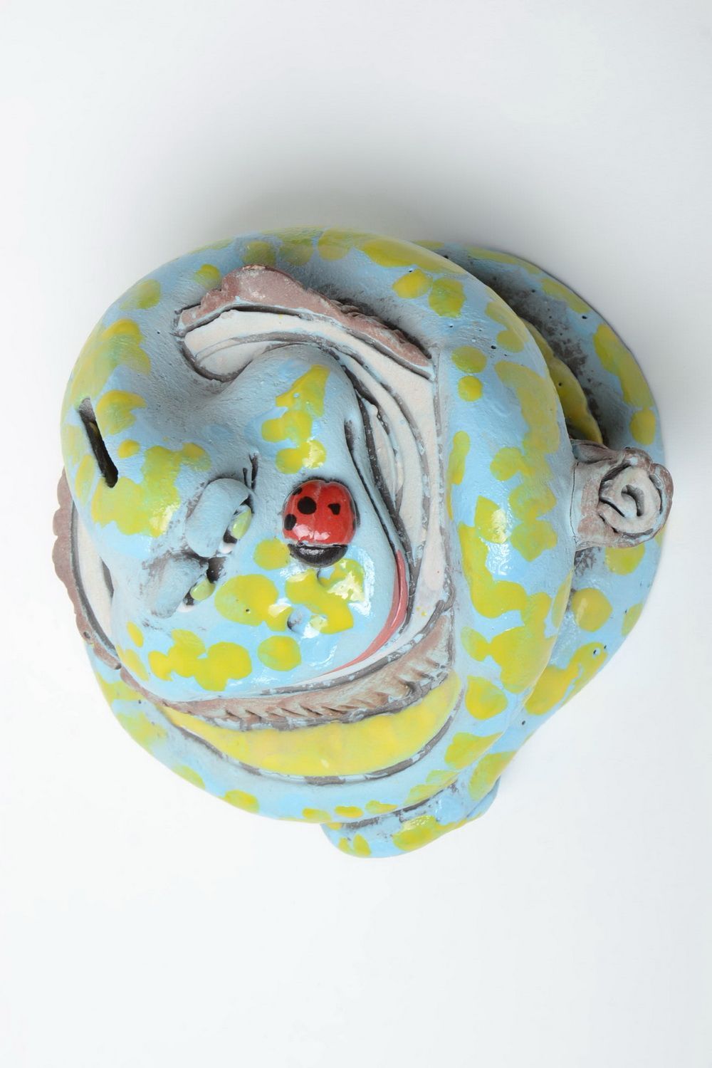 Hucha artesanal de semiporcelana pintada con pigmentos Serpiente en toconcito foto 4