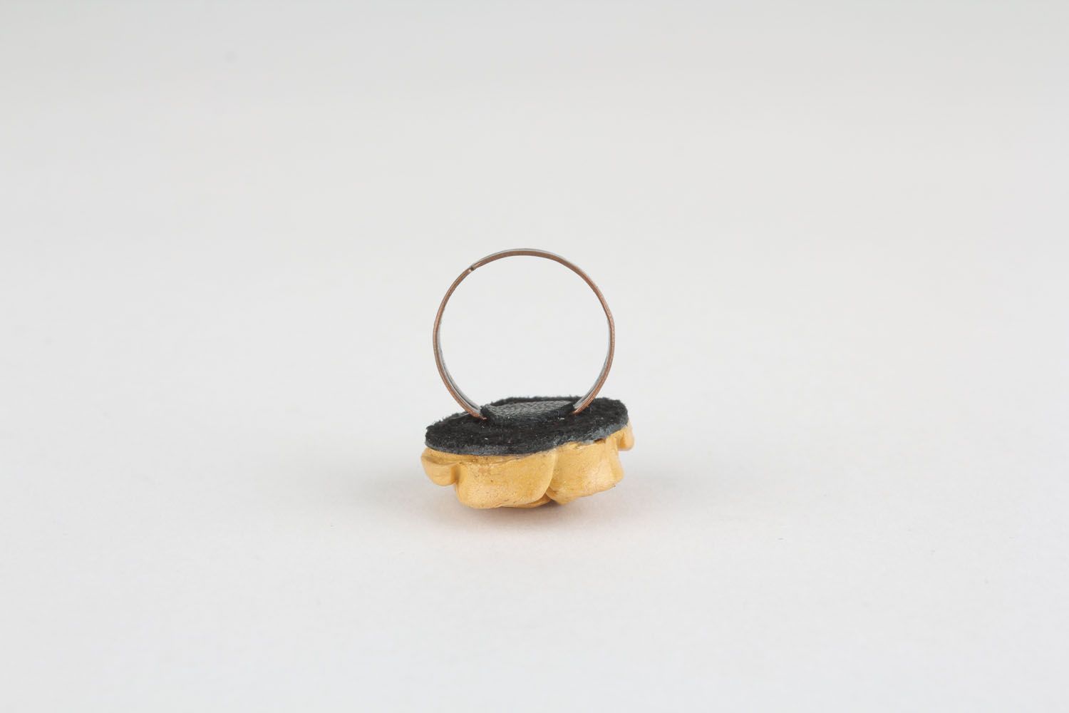 Кольцо из полимерной глины Желтая роза фото 3