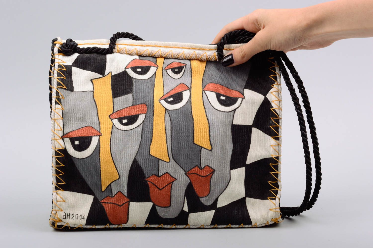 Handmade fabric handbag colored glass case stylish designer clutch bag for women photo 1