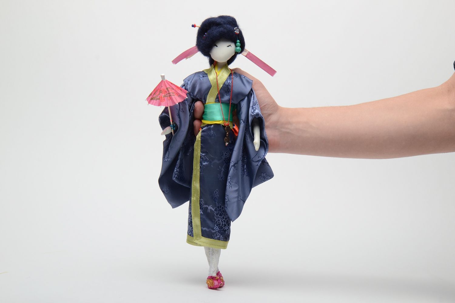 Авторская кукла из ткани японская гейша  фото 5