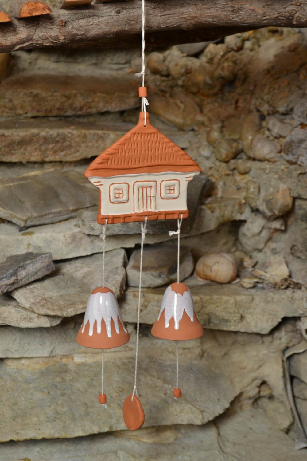 Designer handmade bell made clay stylish painted beautiful interior pendant photo 1