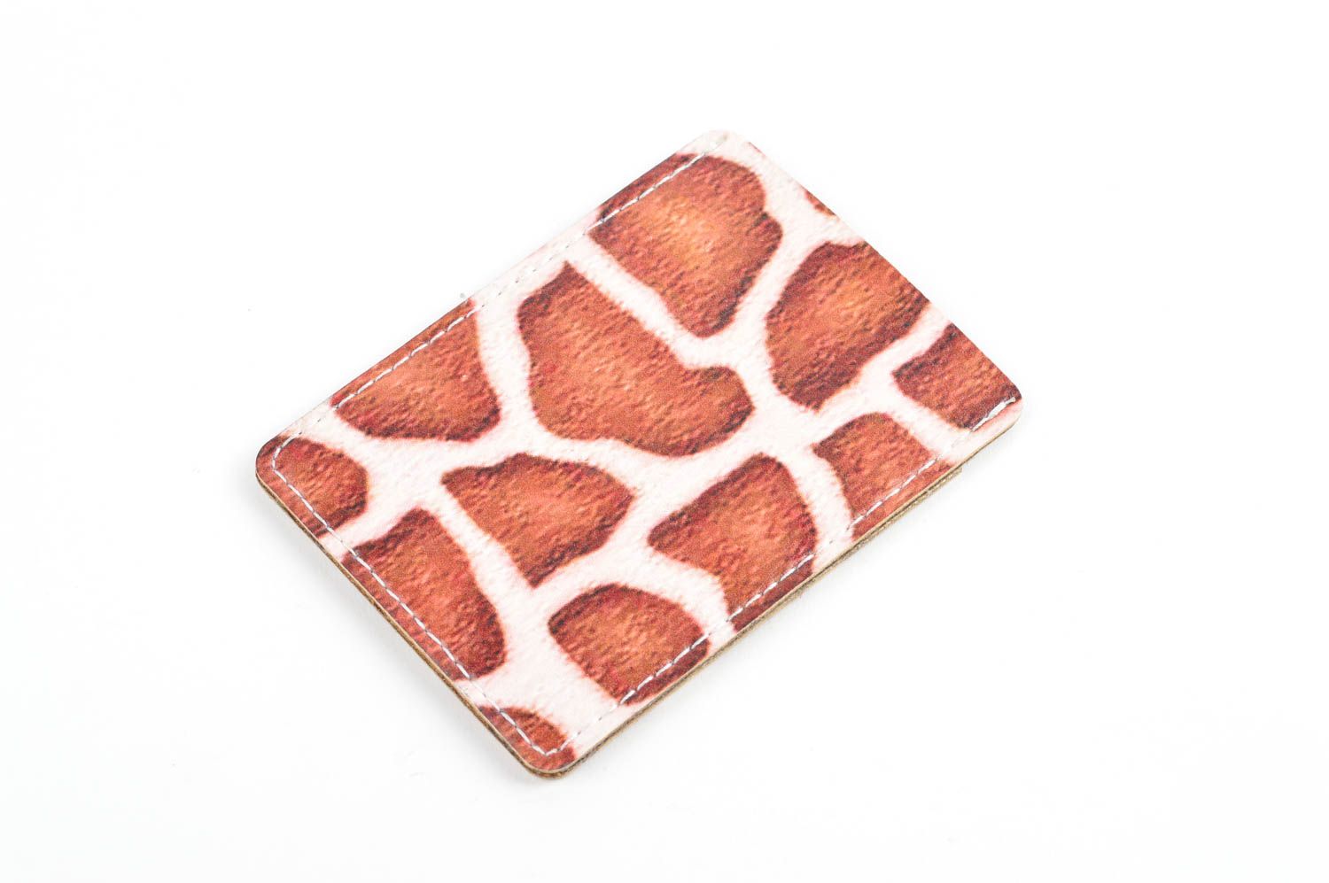 Кожаный аксессуар хенд мейд кошелек для карточек оригинальный подарок жираф фото 2