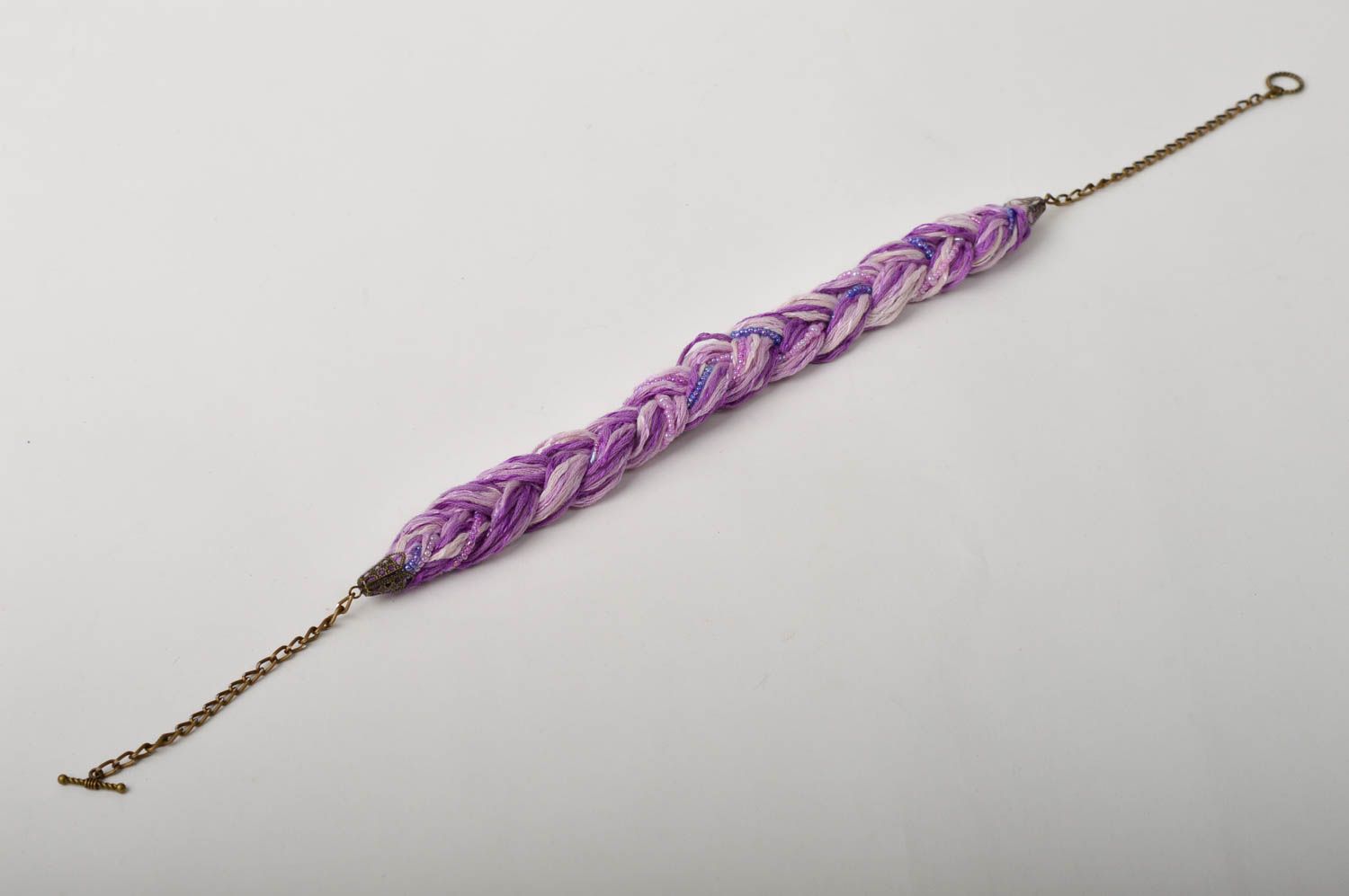 Collier tressé violet Bijou fait main fils coton perles rocaille Cadeau femme photo 4